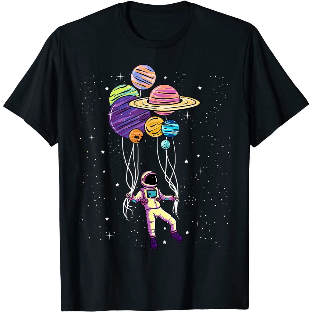 KAOS ANAK Astronaut Holding Planet Balloons tshirt BoysGirls STEM Kids T-Shirt baju anak murah , baj