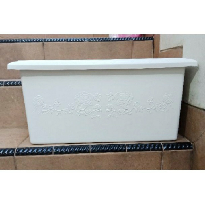 POT TANAMAN PANJANG 67CM PUTIH POT BALKON TEBAL HITAM / PUTIH POT KOTAK POT BUNGA TERAS 67 CM PUTIH