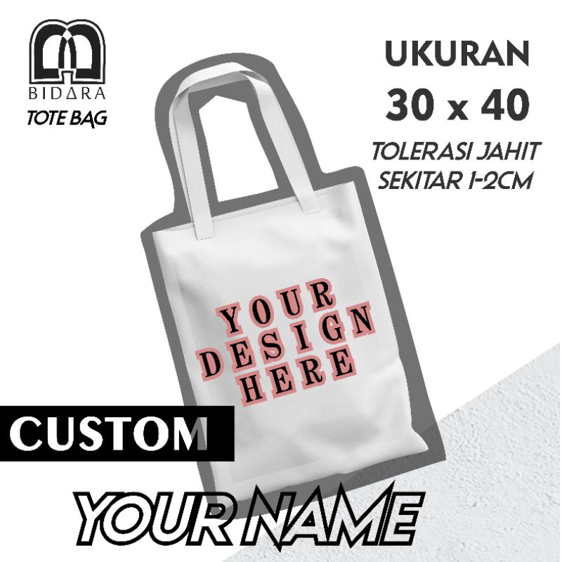 BIDARA Premium Tote bag custom / Totebag Custom Nama / Custom Tote bag Suka suka
