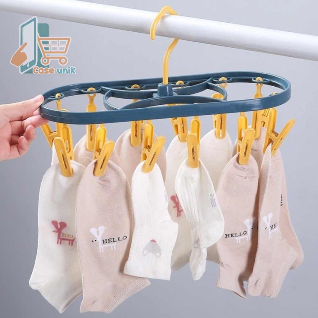 RT52 GANTUNGAN HANGER HOOK JEPIT JEPITAN JEMURAN JEMUR BAJU KAOS KAKI JEPIT 12 KLIP CS3692