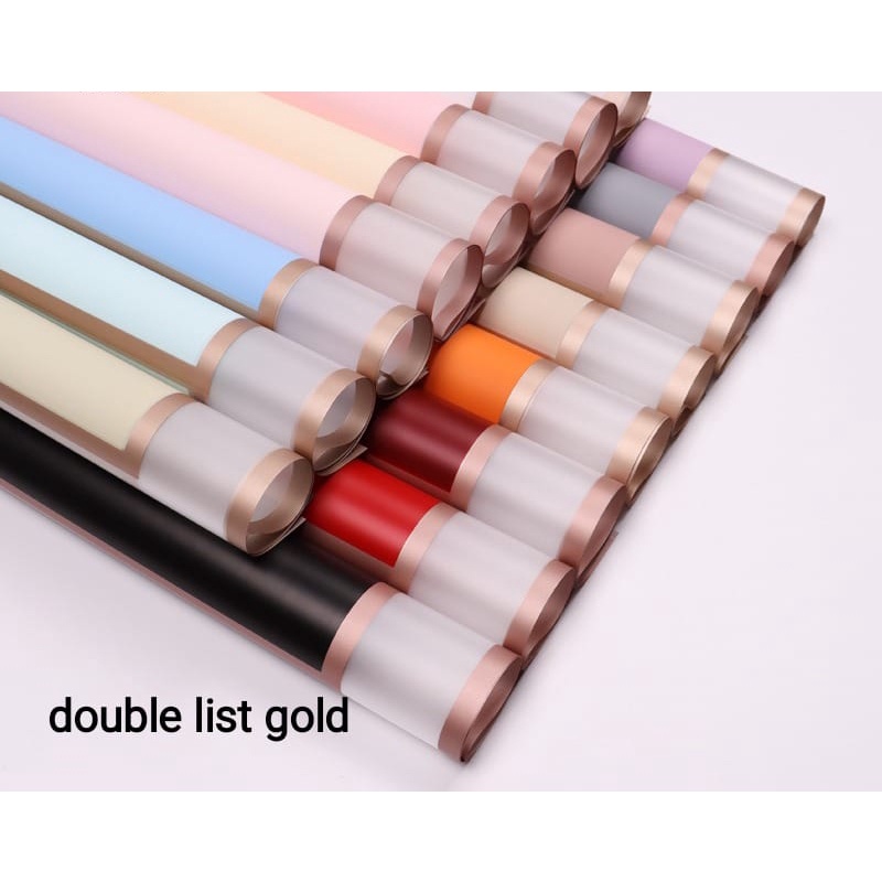 

kertas buket#kertas cellophane gold line duoble frame#