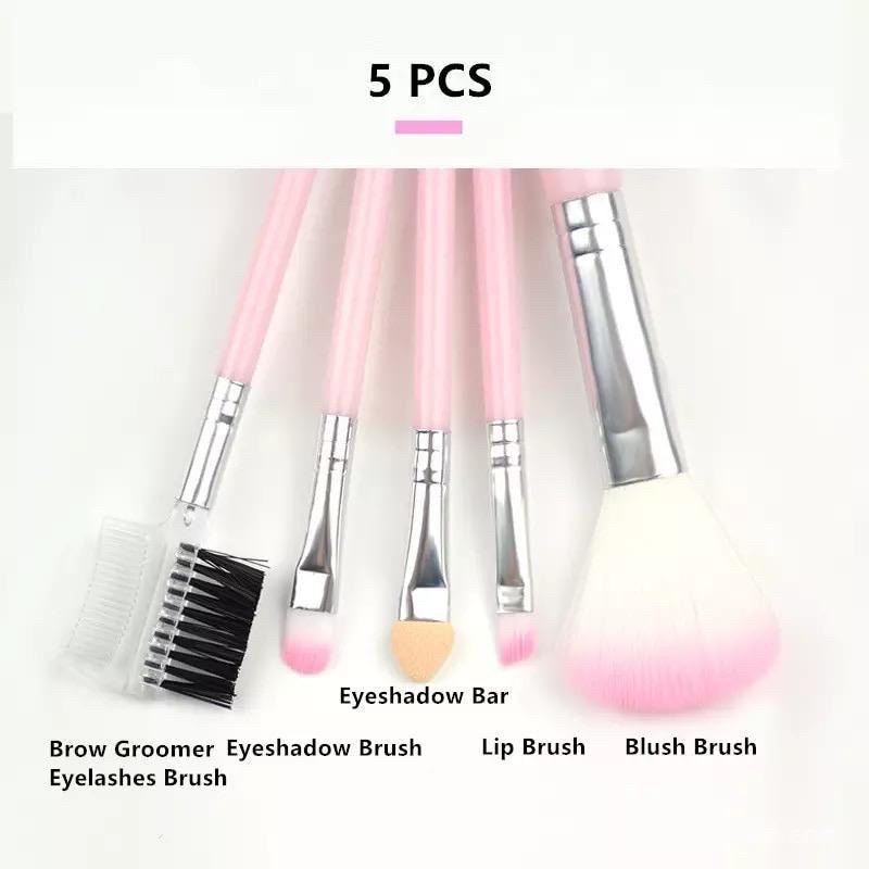 KUAS MAKE UP SET 5PCS / KUAS MAKE UP BRUSH MAKEUP EYEBROW BRUSH BLUSH ON BRUSH EYESHADOW BRUSH SPONGE JRW0080