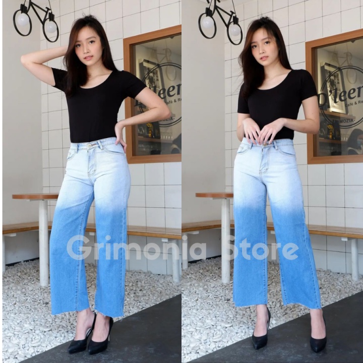 GS-Celana Jeans Kayla Kulot Gradasi -Jeans  Non Streetch Premium Quality