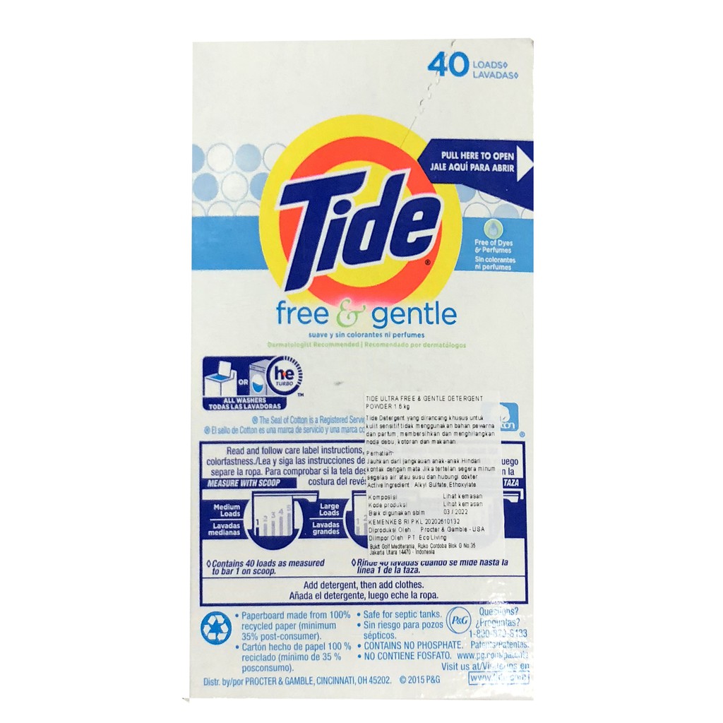 Tide Detergent Powder 1.6kg Tide Deterjen Bubuk Sabun Cuci Baju Sabun Cuci Pakaian Kemasan Kotak Taid Orange Putih