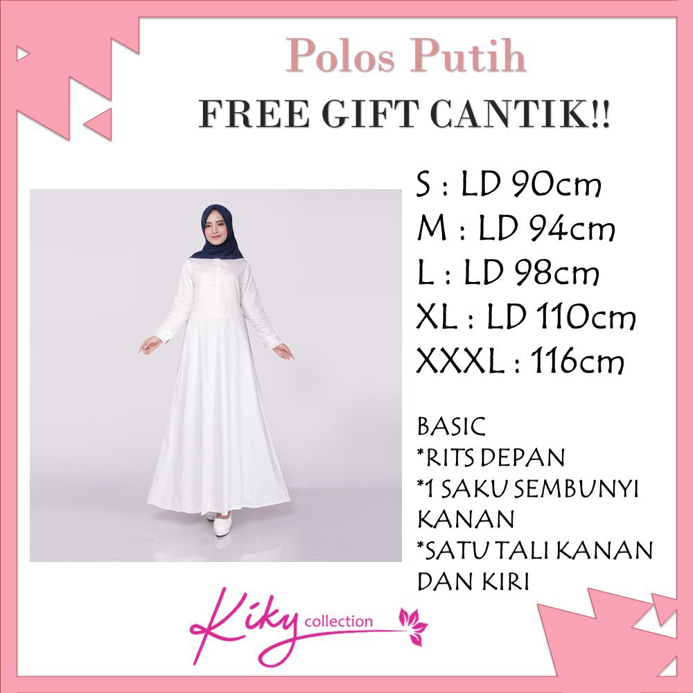 Promo Terbaru Gamis Katun Jepang Ory Polos Putih model basic remple