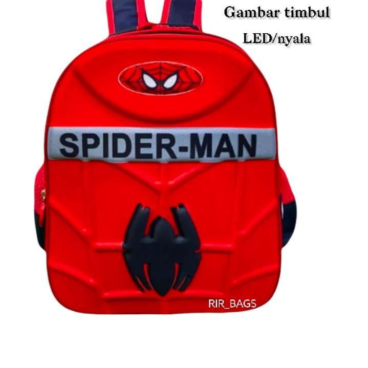 Terbaik.. Tas sekolah anak spuderman TK LED/Tas ransel sekolah anak TK LED/Tas anak karakter Spiderm