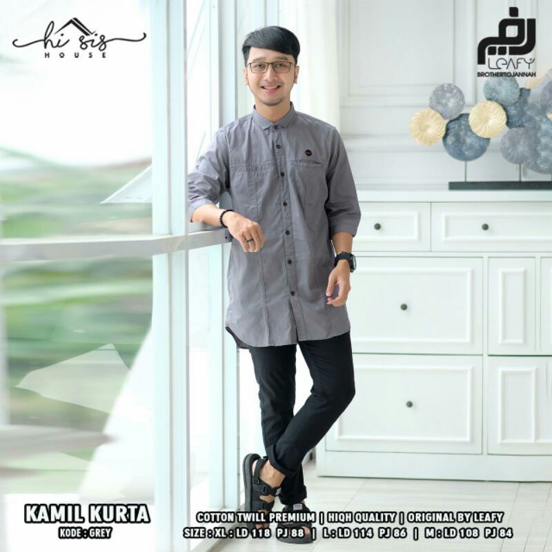 NEW BAJU KURTA KEMEJA KOKO KEMKO PRIA SOFT COTTON LENGAN 3/4 ORIGINAL TERBARU LEAFY