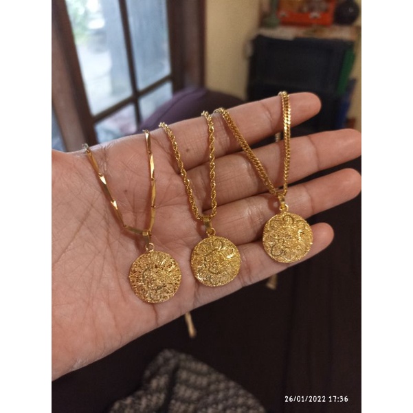 kalung titanium mainan alpaka lapis emas