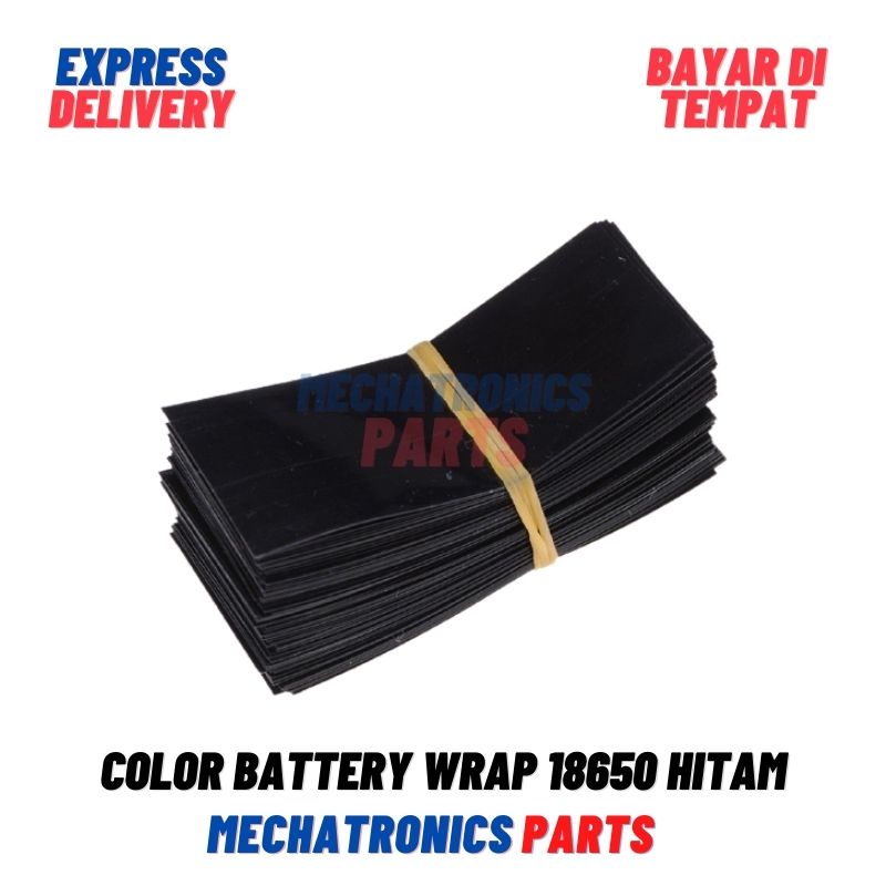 COLOR BATTERY WRAP 18650 PLASTIK BATERAI JAKET PLASTIK SKIN PVC JACKET- HITAM