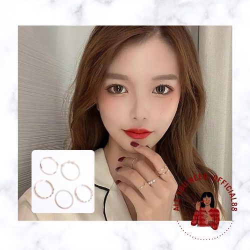 ✿AYN✿ FA102 cincin wanita terbaru 1 set isi 5 cincin gemintang kekinian korean