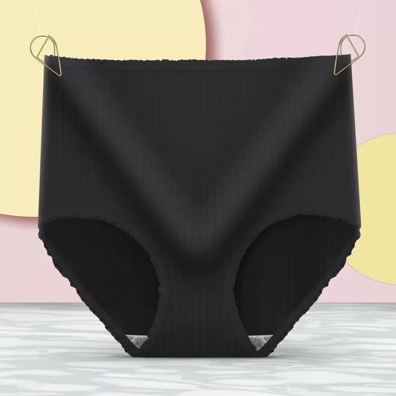 desigual Celana Dalam HIGH WAIST Sutra Wanita Brief Underwear CD Silk Lembut Wanita-M-64 Hitam