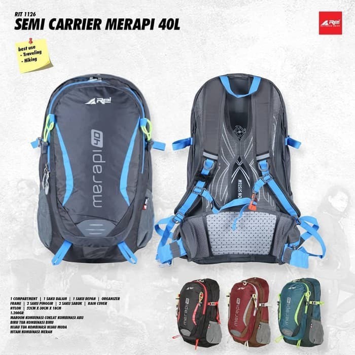 TAS GUNUNG CARRIER REI MERAPI 40+5 L ORIGINAL AREI OUTDOORGEAR INCLUDE RAINCOVER