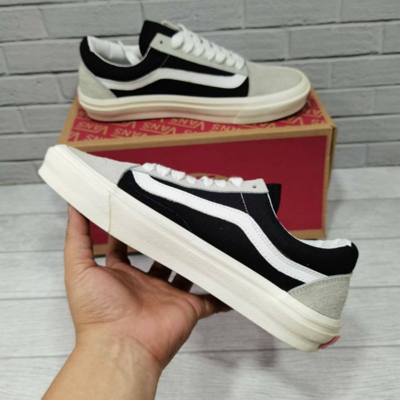 Sepatu Sneakers Laki Laki Pria Vans Old Skool ORIGINAL  abu hitam putihwaffle