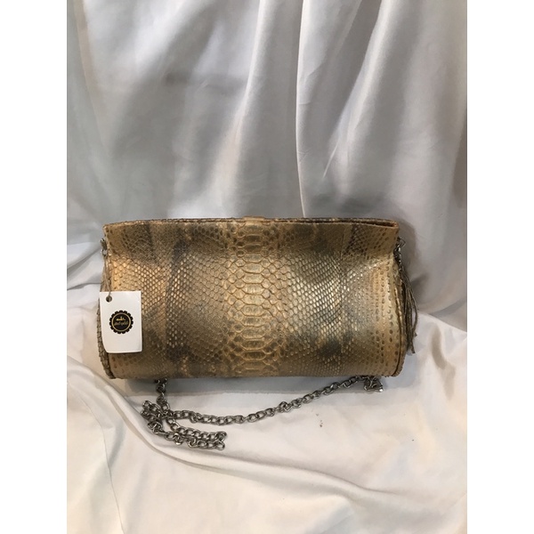 Tas pesta wanita kulit ular warna gold