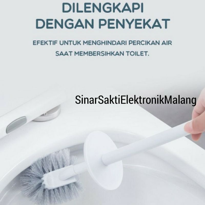 Sikat WC Brush Toilet Alat Pembersih Kamar Mandi Kloset Silikon Dengan Wadah