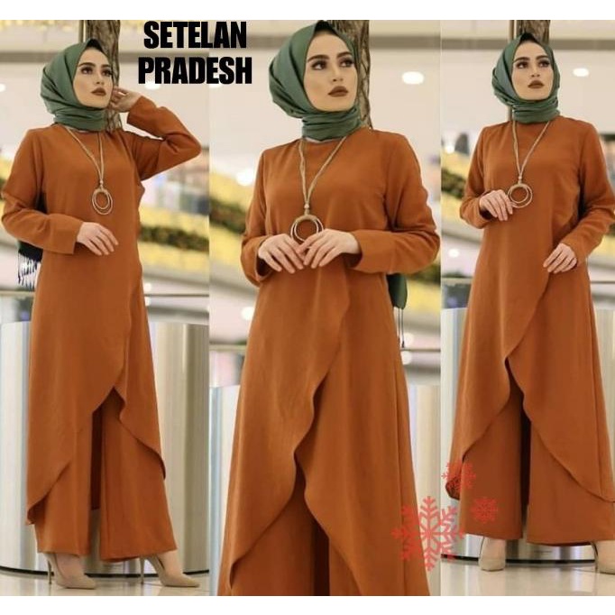 Stelan Pradesh Hijau Army [Hijab 0100] Sdk Baju Gamis Wanita Terbaru