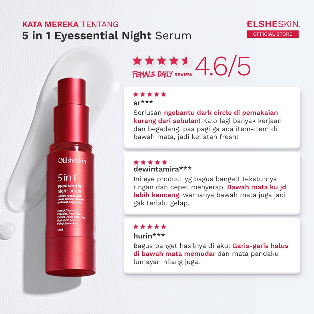 5 in 1 ElsheSkin Eyessential Night Serum - 18ml Retinol (7 Hari Cerahkan Mata Panda) - Eye Serum Kerutan-6