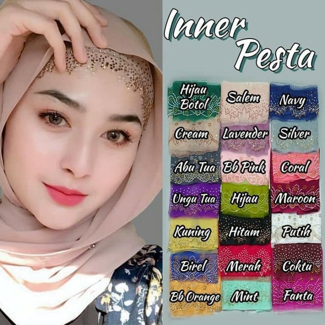CIPUT PAYET PESTA/INNER JILBAB PAYET PESTA/BANDANA DALAMAN JILBAB PAYET PESTA
