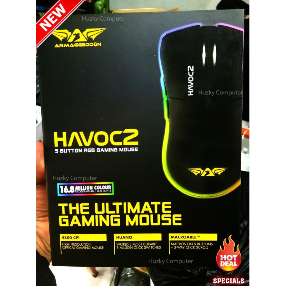 ARMAGGEDDON HAVOC 2 Gaming Special Mouse - 4800 CPI MACRO Garansi 1 th _Paling diminati