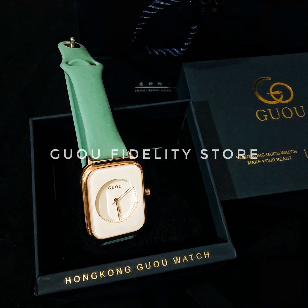 【Ready】100%ORI【COD】【GUOU Watch 】Jam tahan air  2022 Baru Jelly Desain Kecil Square Watch Waterproof Women's Watch Wanita Jelly menonton tali karet wanita menonton Korea menonton fashion women's Watch-4