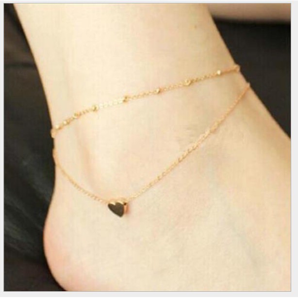 Kalung Gelang Kaki Wanita Tassel E24 2 Layers LOVE Korea Fashion Fesyen Aksesoris Cewe Women Anklet