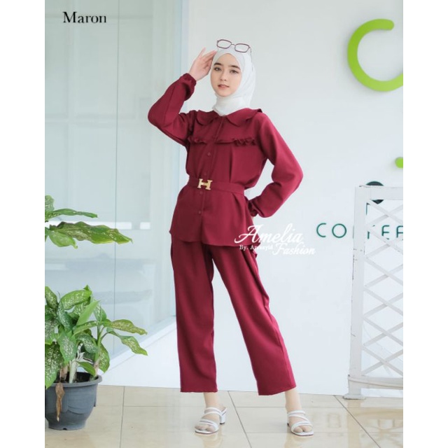 ONE SET ITYCREPE ORI AMELIA FASHION SETELAN MUSLIMAH MODERN KEKINIAN