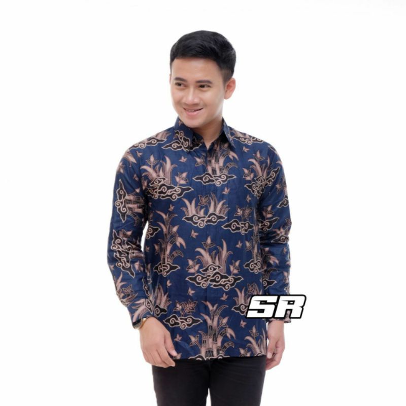 Riskymabatik || Batik Couple Batik Couple Modern Baju Batik Couple Batik Tunik Couple-Kmj bambu navy