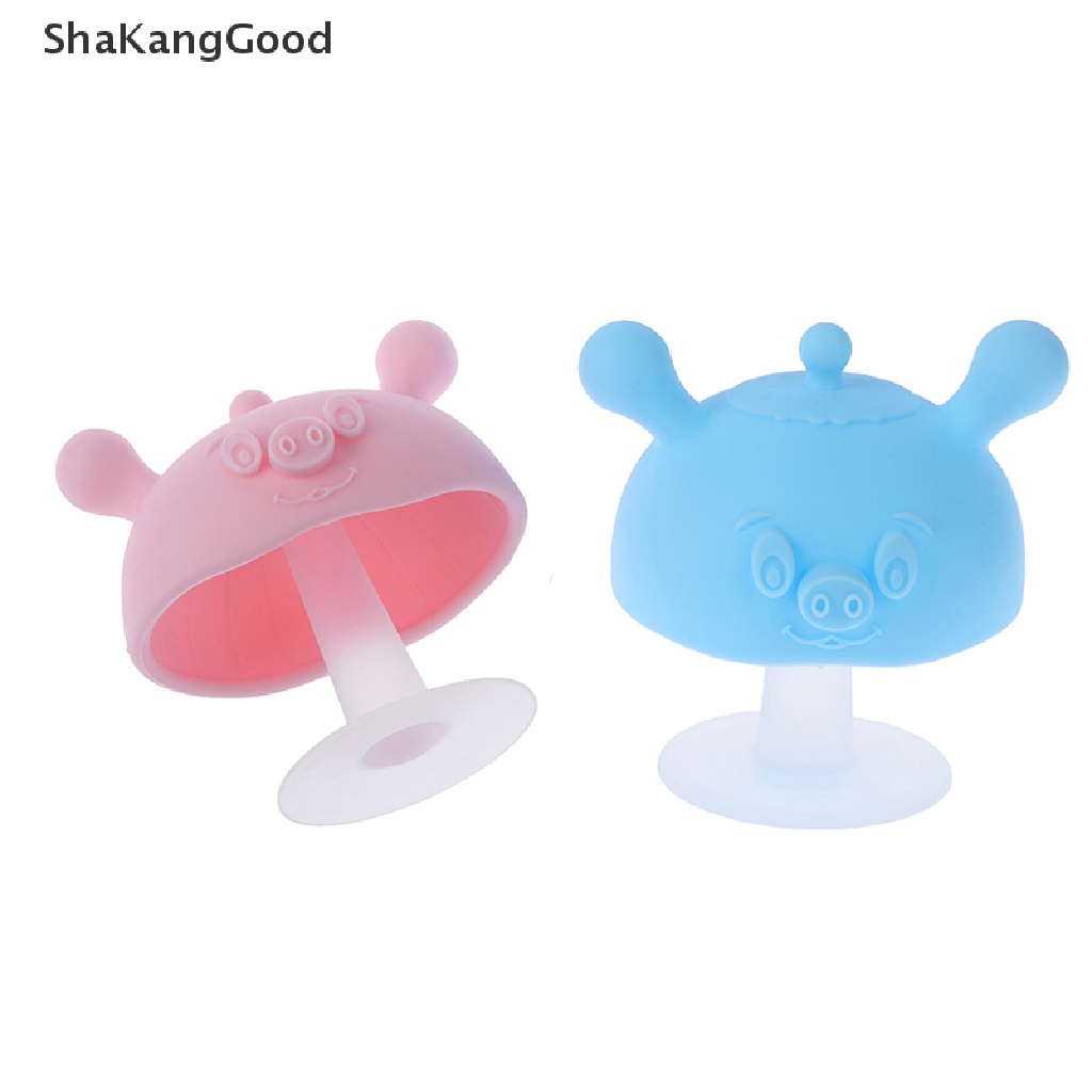 Skid Mainan Teether Bentuk Jamur Kartun Multifungsi Bahan Silikon Untuk Bayi