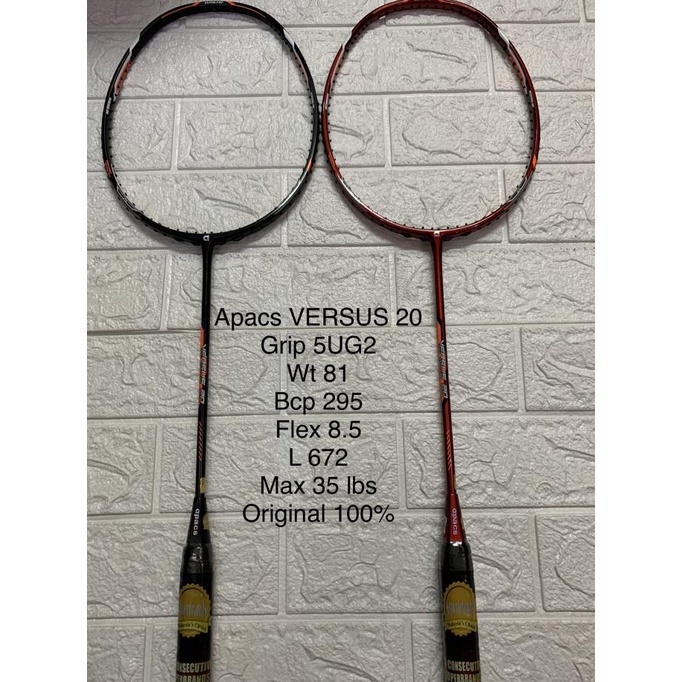 Raket Badminton Apacs New Versus 20 Grip 5Ug2 Kuat 35Lbs Original Roccabar