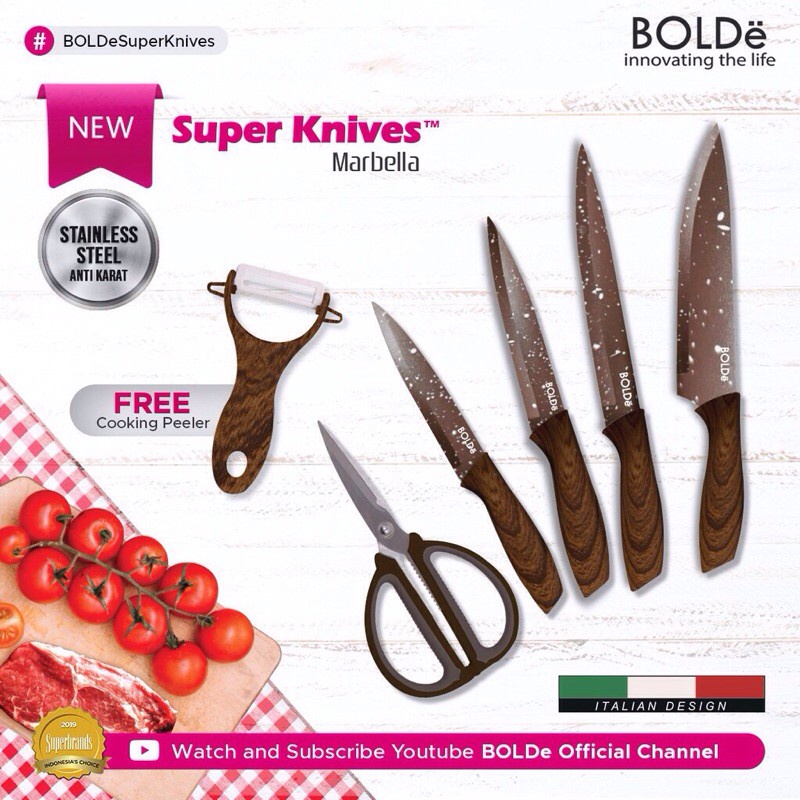 BOLDE Super Knives MARBELLA 6pcs set Italian Design Original BOLDe