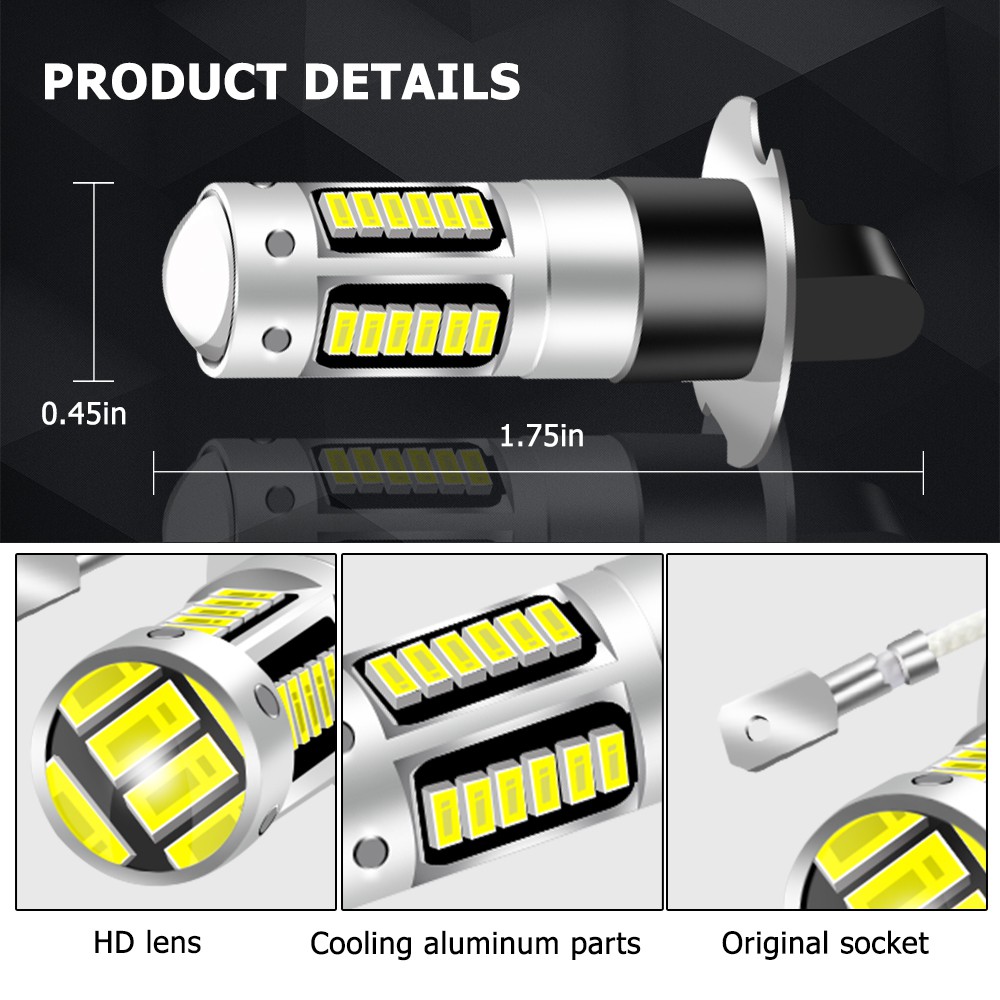 1Pcs 30LED Mobil LED Bohlam Lampu Mobil H3 4014 Chips 30 SMD Daya Tinggi LED Lampu Kabut dengan Lensa Beberapa Warna 12 V Lampu Senja LED Mobil