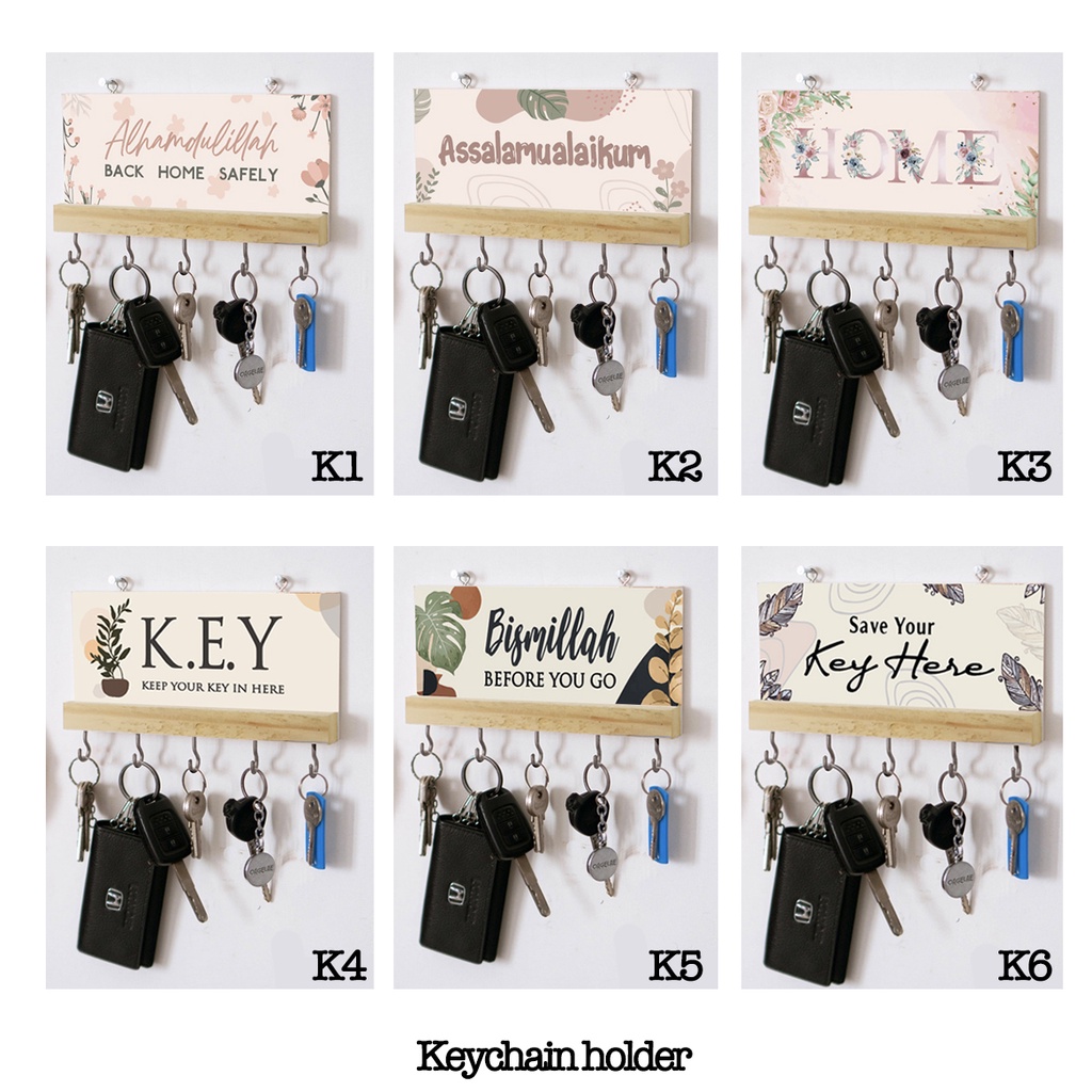 Tempat Gantungan Kunci Tempel Dinding Walldecor Pajangan Gantungan Kunci Kayu Motif Keychain Holder (K2)