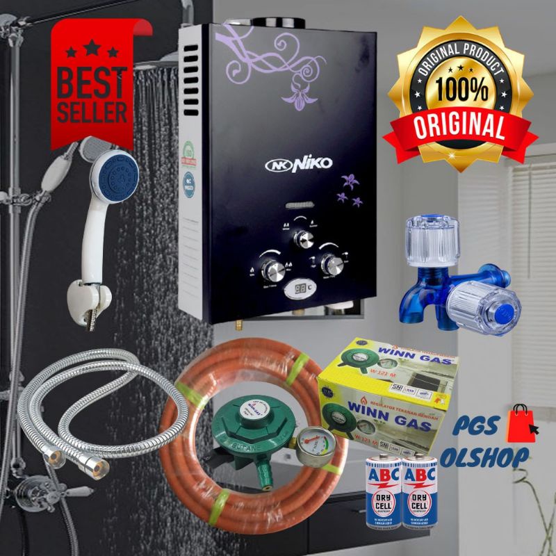 Water Heater Niko Pemanas Air Kamar Mandi LED Warna HITAM