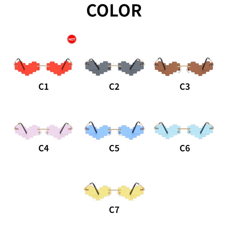 (YUZHU) Western Fashion Sweet Cool Hot Girl Love Sunglasses New Fashion Funny Mosaic Sunglasses