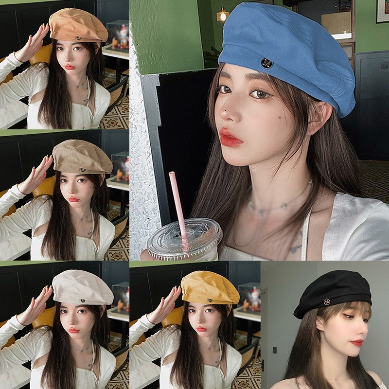 Topi Baret Bentuk Octagonal Gaya Vintage Retro Korea Untuk Wanita