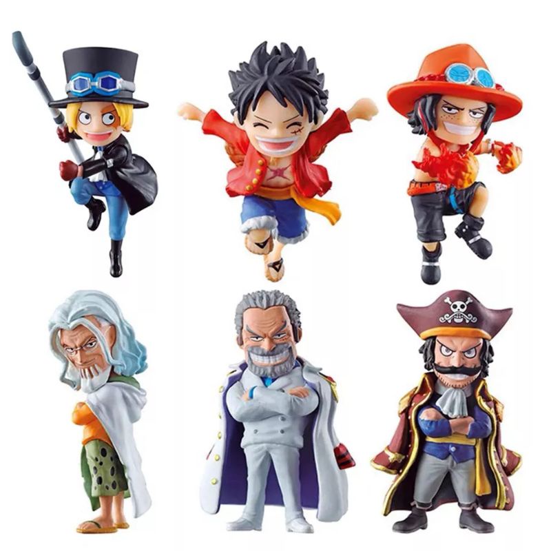 Figure Anime One Piece Luffy Ace Sabo Set 6 Miniatur Hiasan Topper Mianan One piece