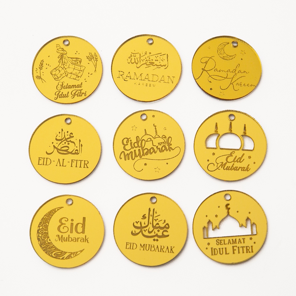

Eid Mubarak Ramadan Kareem Selamat Idul Fitri engraved Lebaran tag hampers gift gold mirror
