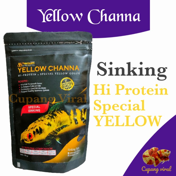 PREMIUM 88 - Pelet Ikan Channa Premium SINKING Yellow 100 Gram