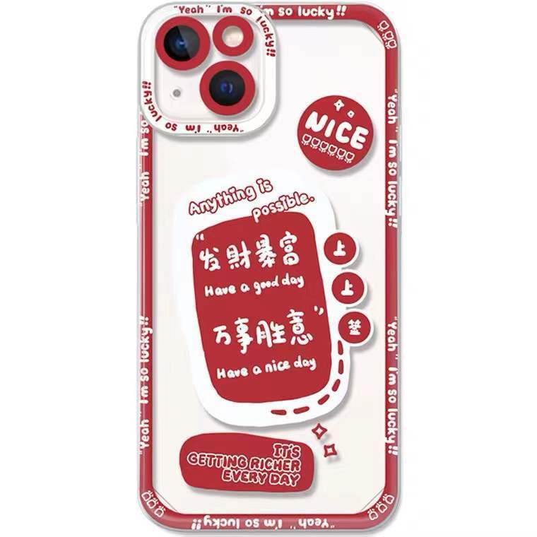 Soft Case Transparan Warna Merah Untuk Iphone 14 13 Pro Max 12 11 XS XR X 8 7 6 6s Plus