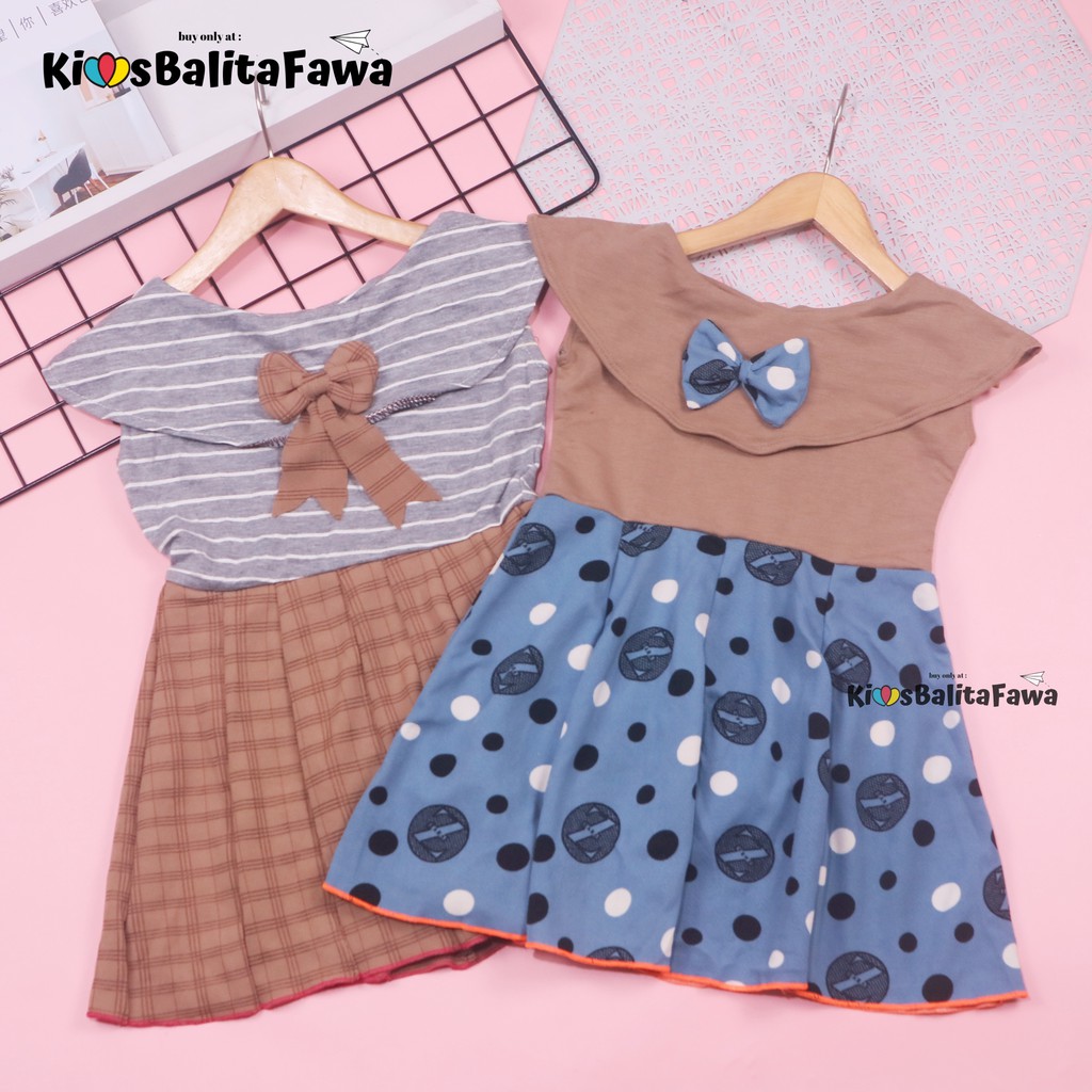 Dress Tiara uk 2-3 Tahun / Baju Dres Motif Anak Perempuan Murah Pakaian Harian Cewek Import