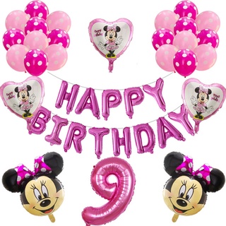 1set Mickey Minnie Mouse Foil Balloon Number Latex Balloons Baby 1 2 3 4 5 6 7 8 9st Birthday Party Shopee Indonesia
