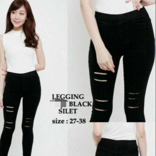 Legging Wanita Sobek Silet