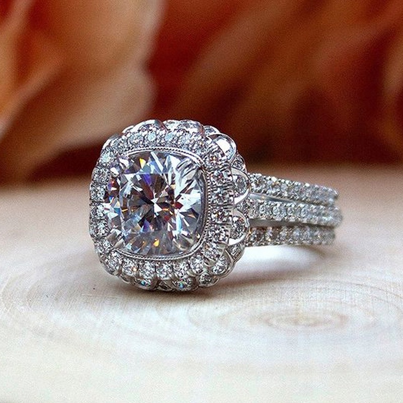 Fancyqube Cincin Kristal Cubic Zircon AAA Untuk Wanita