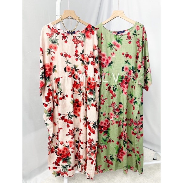 MDLV ~ 79004# Flovania Loose Dress Oversize Dress Big Size Dress Premium Dress import Dress Midi Dress Flower Fashion Import