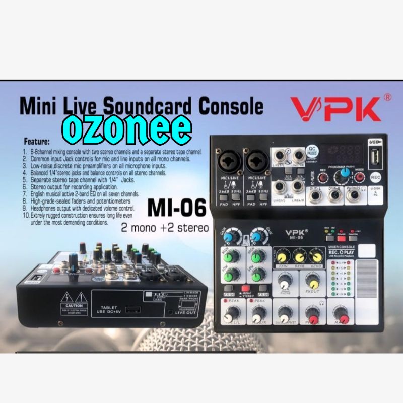 MIXER AUDIO VPK ML06 SOUNDCARD VPK ML 06 ORIGINAL LIVE CONSOLE