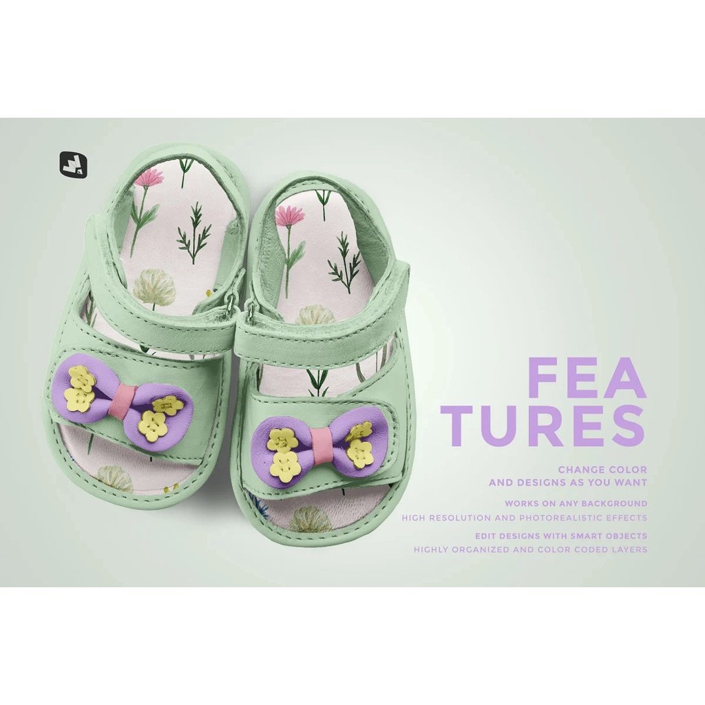 Topview Baby Sandals With Bow Mockup