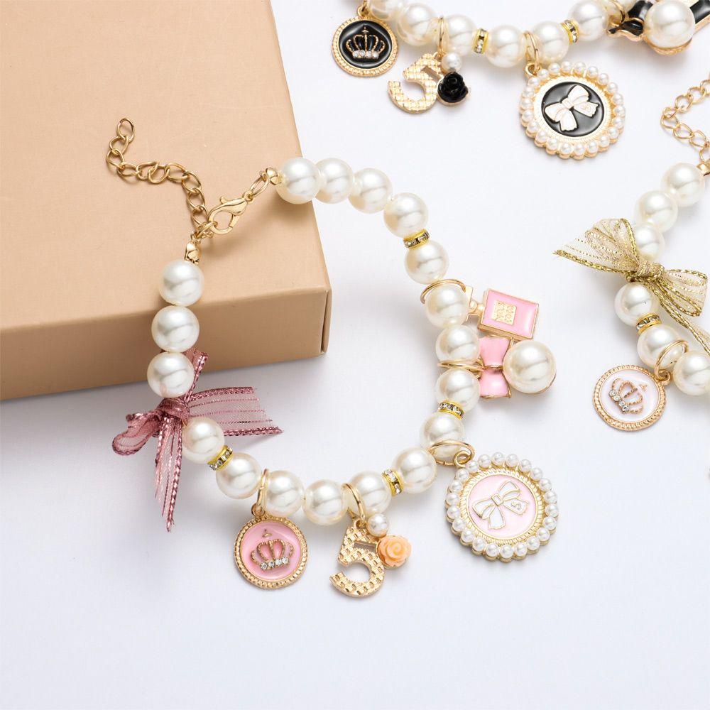 Wonder Pet Mutiara Kerah Fashion Lucu Kerah Puppy Aksesoris Busur Kalung