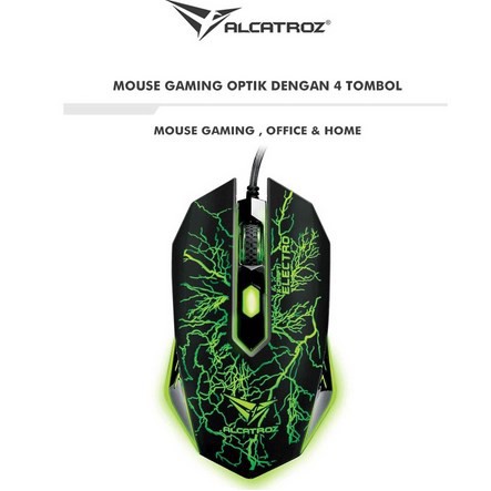 ITSTORE Optical Mouse Kabel Usb Alcatroz X-Craft Classic Electro-Mouse Gaming 2400 CPI DPI Original Garansi Resmi