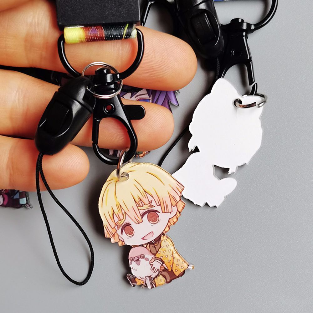 QUINTON Cute  Strap Anime Demon Slayer Lanyards Keychain Certificate lanyard Mobile Phone Strap Webbing Hang Rope Anime characters High Quality Cartoon Pendant Cartoon Hang Rope