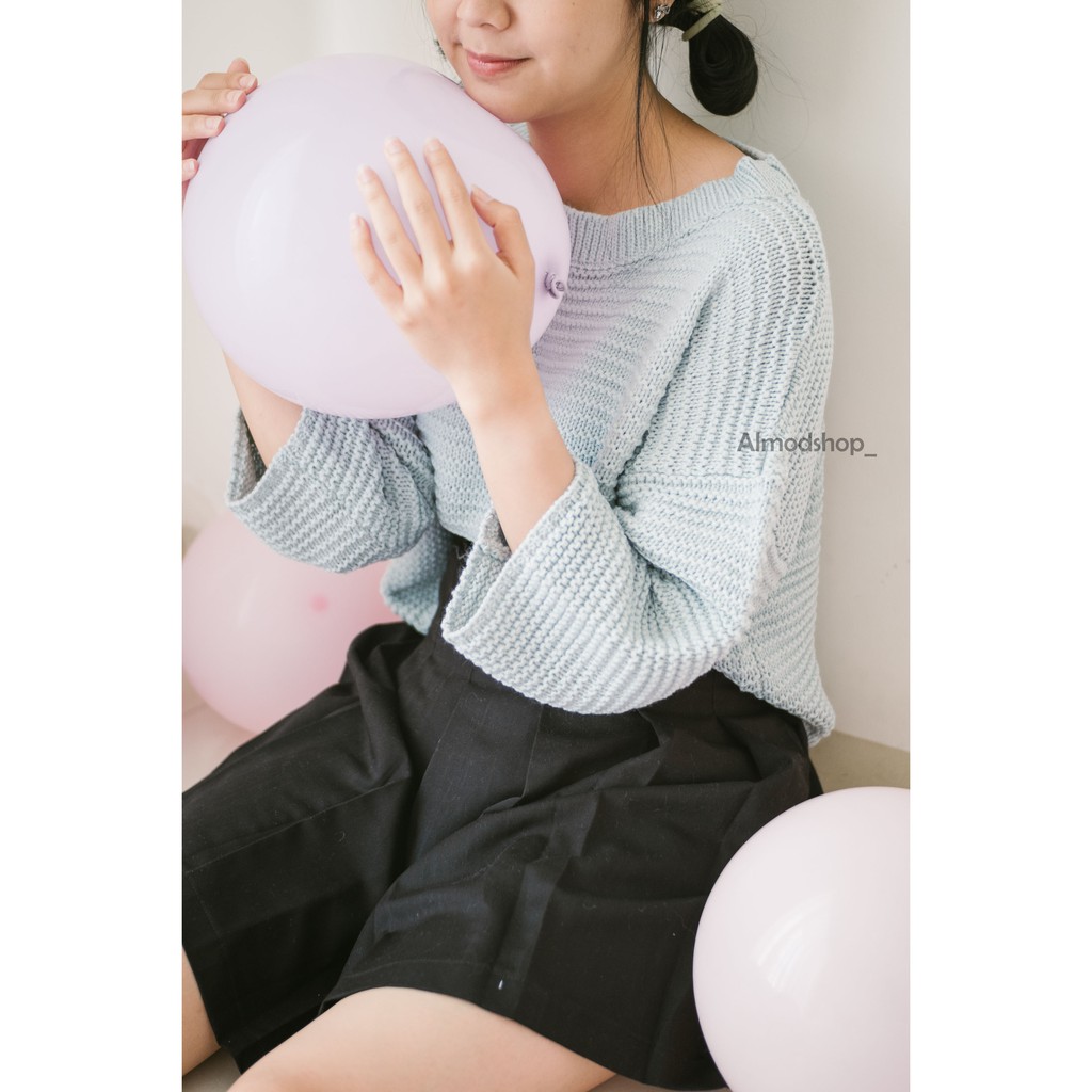 Yuna Sweater Crop / Sweater Rajut Crop Premium Wanita / Rajut Premium Wanita